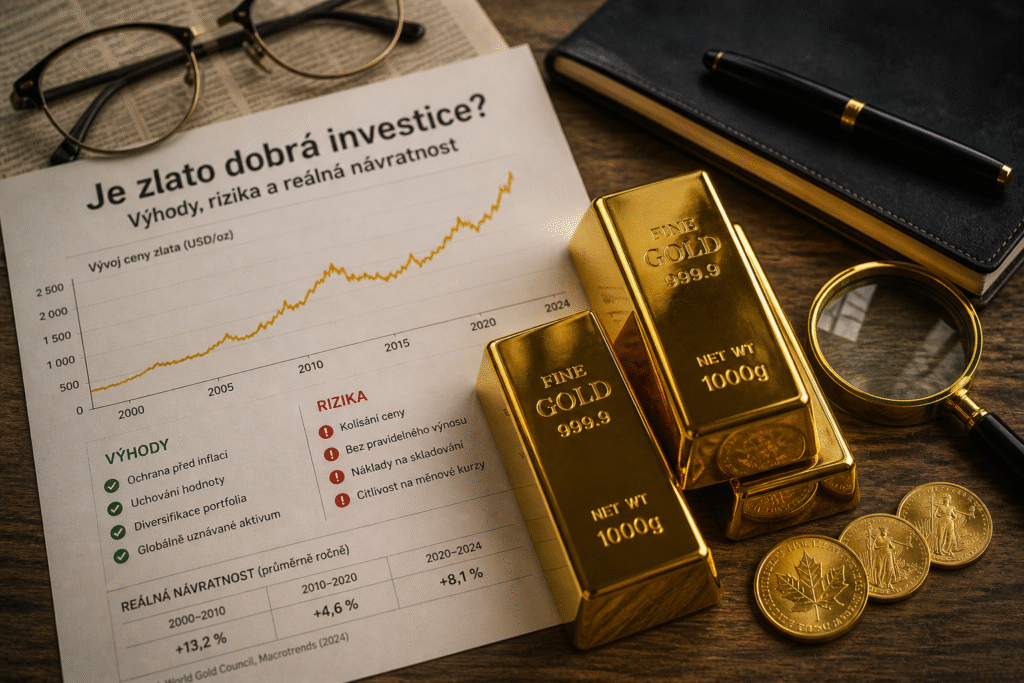 Je zlato dobrá investice? Výhody, rizika a reálná návratnost